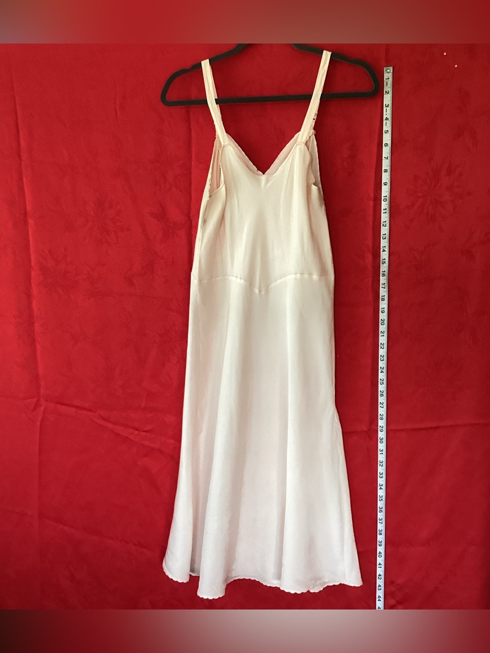 vintage ivory slip dress adjustable straps V-neckline in exclusive Made in USA